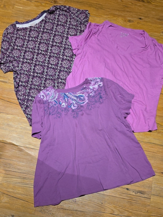 croft & barrow Tops - Purple Short Sleeve Top Trio - Patterned & Embroidered Styles